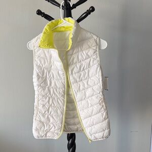 Women’s White and Yellow Quilted Vest